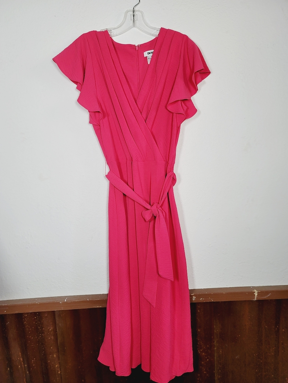 DKNY Bright Pink Flutter Sleeve Women’s Dress, Size 2